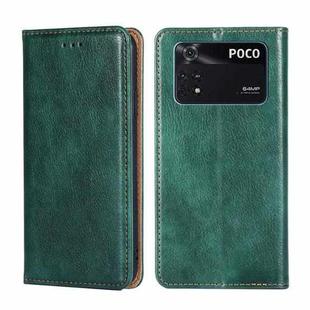 For Xiaomi Poco M4 Pro Gloss Oil Solid Color Magnetic Flip Leather Phone Case(Green)