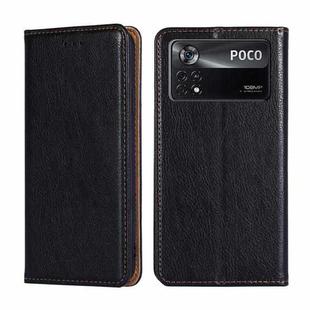 For Xiaomi Poco X4 Pro 5G Gloss Oil Solid Color Magnetic Flip Leather Phone Case(Black)