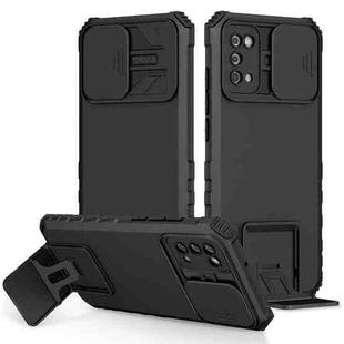 For Samsung Galaxy A02s US Stereoscopic Holder Sliding Camshield Phone Case(Black)