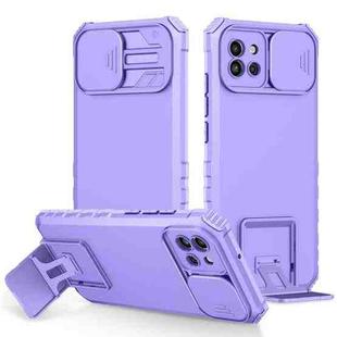 For Samsung Galaxy A03 164mm Stereoscopic Holder Sliding Camshield Phone Case(Purple)