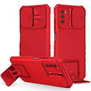 For Samsung Galaxy A03s EU Stereoscopic Holder Sliding Camshield Phone Case(Red)