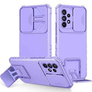 For Samsung Galaxy A53 5G Stereoscopic Holder Sliding Camshield Phone Case(Purple)