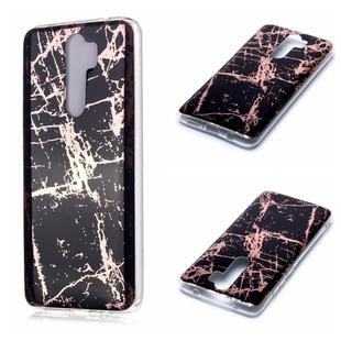 For Xiaomi Redmi Note 8 Pro Plating Marble Pattern Soft TPU Protective Case(Black Gold)