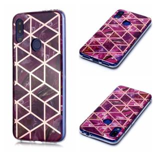 For Xiaomi Redmi Note 7 Plating Marble Pattern Soft TPU Protective Case(Purple)