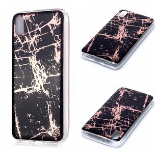 For Xiaomi Redmi 7A Plating Marble Pattern Soft TPU Protective Case(Black Gold)