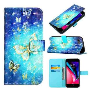 3D Painting Horizontal Flip Leather Case For iPhone 6s/6/7/8/SE 2020/SE 2022 (Golden Butterfly)