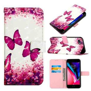 3D Painting Horizontal Flip Leather Case For iPhone 6s/6/7/8/SE 2020/SE 2022 (Rose Butterfly)