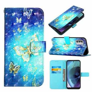 For Motorola Moto G51 5G 3D Painting Horizontal Flip Leather Case(Golden Butterfly)