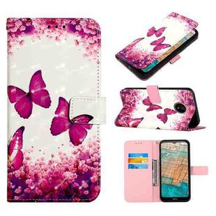 For Nokia C20/C10 3D Painting Horizontal Flip Leather Case(Rose Butterfly)