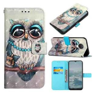 For Nokia G20/G10 3D Painting Horizontal Flip Leather Case(Grey Owl)
