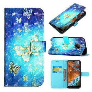 For Nokia G300 3D Painting Horizontal Flip Leather Case(Golden Butterfly)