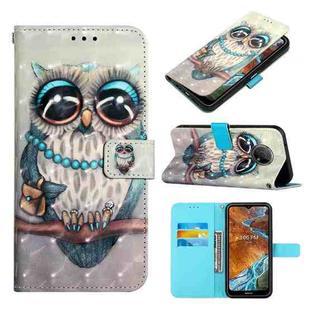 For Nokia G300 3D Painting Horizontal Flip Leather Case(Grey Owl)