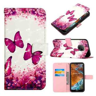 For Nokia G300 3D Painting Horizontal Flip Leather Case(Rose Butterfly)