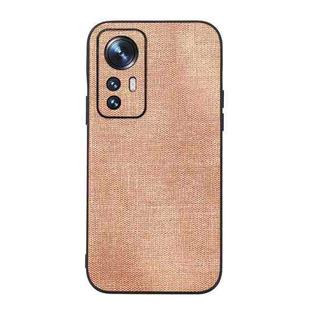 For Xiaomi 12 Pro Brugg Texture PU Shockproof Phone Case(Khaki)