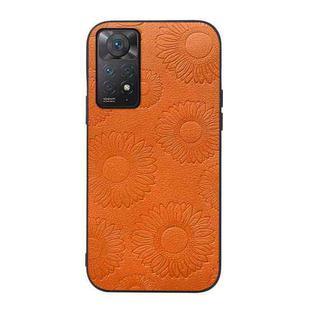 For Xiaomi Redmi Note 11 Pro Sunflower Pattern PU Shockproof Phone Case(Orange)