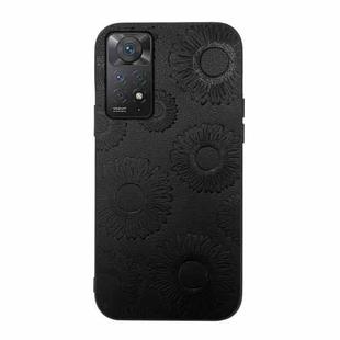 For Xiaomi Redmi Note 11 Pro Sunflower Pattern PU Shockproof Phone Case(Black)