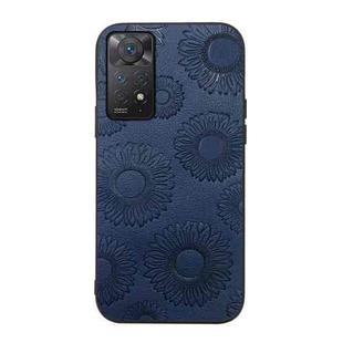 For Xiaomi Redmi Note 11 Pro Sunflower Pattern PU Shockproof Phone Case(Blue)