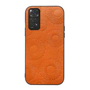 For Xiaomi Redmi Note 11 / Note 11S 4G Sunflower Pattern PU Shockproof Phone Case(Orange)