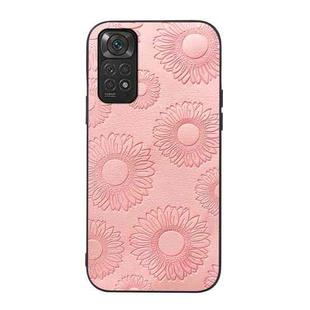 For Xiaomi Redmi Note 11 / Note 11S 4G Sunflower Pattern PU Shockproof Phone Case(Pink)