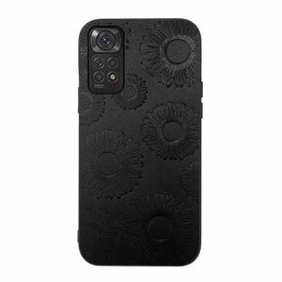 For Xiaomi Redmi Note 11 / Note 11S 4G Sunflower Pattern PU Shockproof Phone Case(Black)