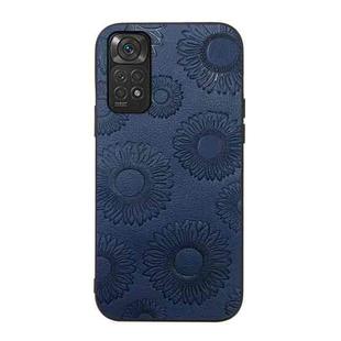 For Xiaomi Redmi Note 11 / Note 11S 4G Sunflower Pattern PU Shockproof Phone Case(Blue)