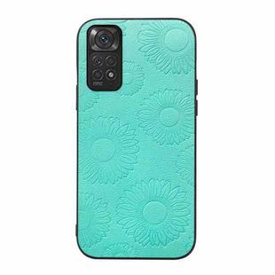 For Xiaomi Redmi Note 11 / Note 11S 4G Sunflower Pattern PU Shockproof Phone Case(Baby Blue)