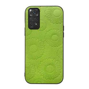 For Xiaomi Redmi Note 11 / Note 11S 4G Sunflower Pattern PU Shockproof Phone Case(Light Green)