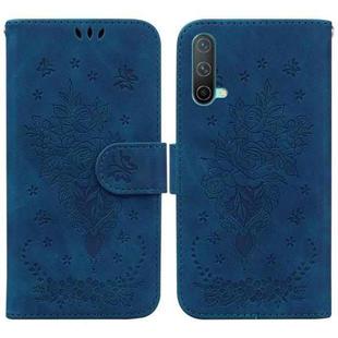 For OnePlus Nord CE 5G Butterfly Rose Embossed Leather Phone Case(Blue)