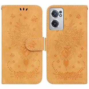 For OnePlus Nord CE 2 5G Butterfly Rose Embossed Leather Phone Case(Yellow)