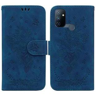 For OnePlus Nord N100 Butterfly Rose Embossed Leather Phone Case(Blue)
