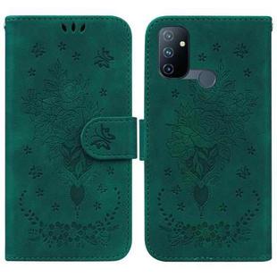 For OnePlus Nord N100 Butterfly Rose Embossed Leather Phone Case(Green)