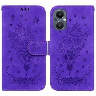 For OnePlus Nord N20 5G Butterfly Rose Embossed Leather Phone Case(Purple)