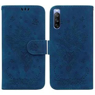 For Sony Xperia 10 III Butterfly Rose Embossed Leather Phone Case(Blue)