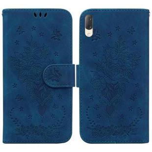 For Sony Xperia L3 Butterfly Rose Embossed Leather Phone Case(Blue)