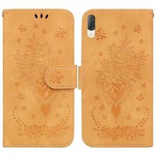 For Sony Xperia L3 Butterfly Rose Embossed Leather Phone Case(Yellow)