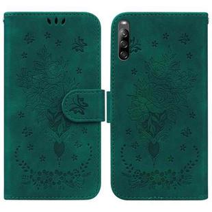 For Sony Xperia L4 Butterfly Rose Embossed Leather Phone Case(Green)