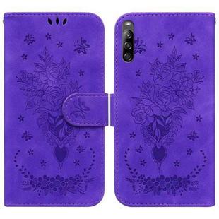 For Sony Xperia L4 Butterfly Rose Embossed Leather Phone Case(Purple)