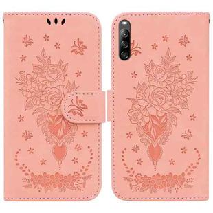 For Sony Xperia L4 Butterfly Rose Embossed Leather Phone Case(Pink)