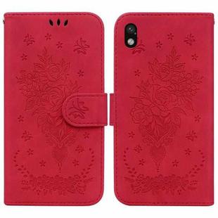 For Sony Xperia Ace III Butterfly Rose Embossed Leather Phone Case(Red)