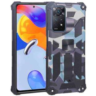 For Xiaomi Redmi Note 11 Pro 4G / 5G Global Camouflage Armor Kickstand TPU + PC Magnetic Phone Case(Light Blue)