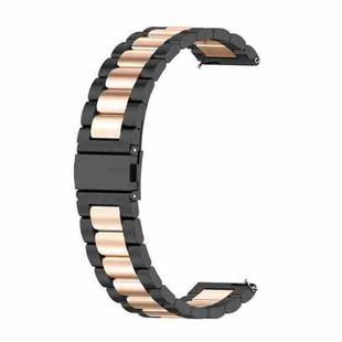For Huawei GT 3 Pro 46mm Three-bead Metal Steel Watch Band(Black Rose Gold)