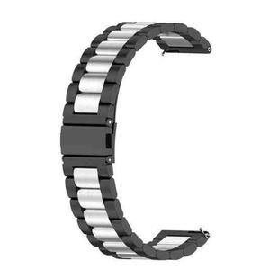 For Huawei GT 3 Pro 46mm Three-bead Metal Steel Watch Band(Black Silver)