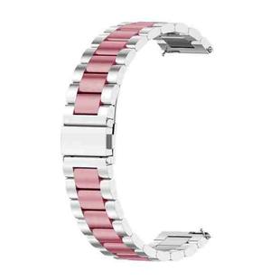 For Huawei GT 3 Pro 46mm Three-bead Metal Steel Watch Band(Silver Pink)