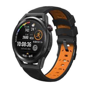 For Huawei Watch GT Runner Trapezoidal Three-row Hole Silicone Watch Band(Black Orange)