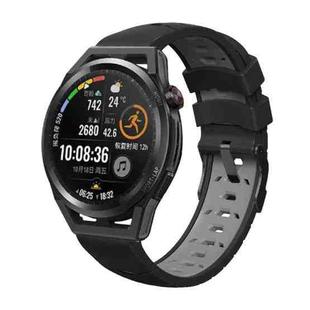 For Huawei Watch GT Runner Trapezoidal Three-row Hole Silicone Watch Band(Black Grey)