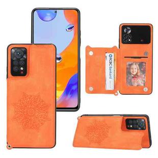 For Xiaomi Redmi Note 11 Pro Mandala Embossed Card Slots Magnetic Phone Case(Orange)