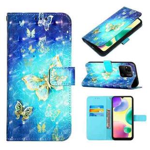 For Xiaomi Redmi 10A 3D Painting Horizontal Flip Leather Case(Golden Butterfly)