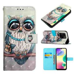 For Xiaomi Redmi 10A 3D Painting Horizontal Flip Leather Case(Grey Owl)