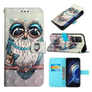 For Xiaomi Redmi K50 Pro/Redmi K50 3D Painting Horizontal Flip Leather Case(Grey Owl)