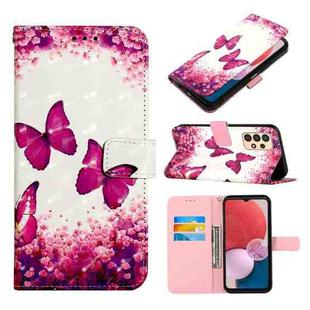 For Samsung Galaxy A13 4G 3D Painting Horizontal Flip Leather Case(Rose Butterfly)
